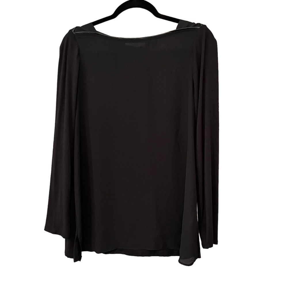 Lola & Sophie Faux Leather Piping Boat Neck Top - Picture 7 of 12